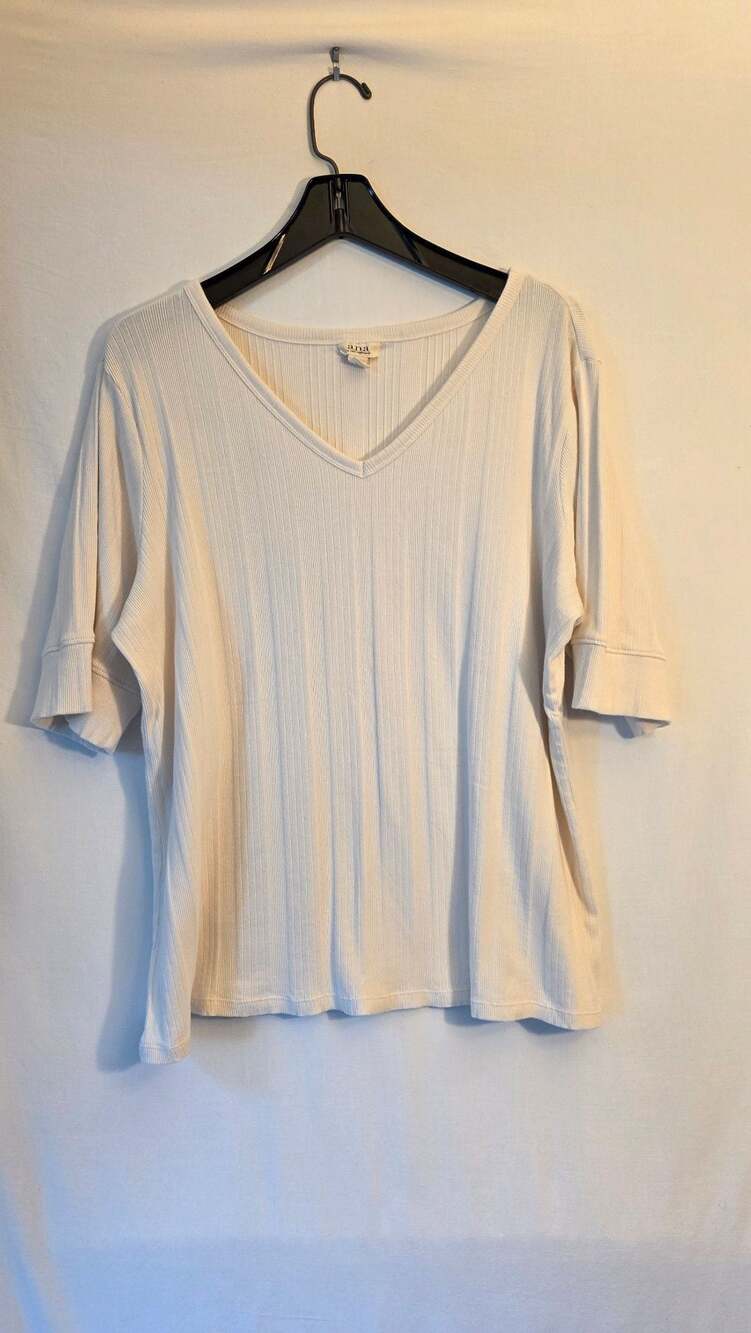 a.n.a Bone Short Sleeve V-neck Blouse Top, Size 2X